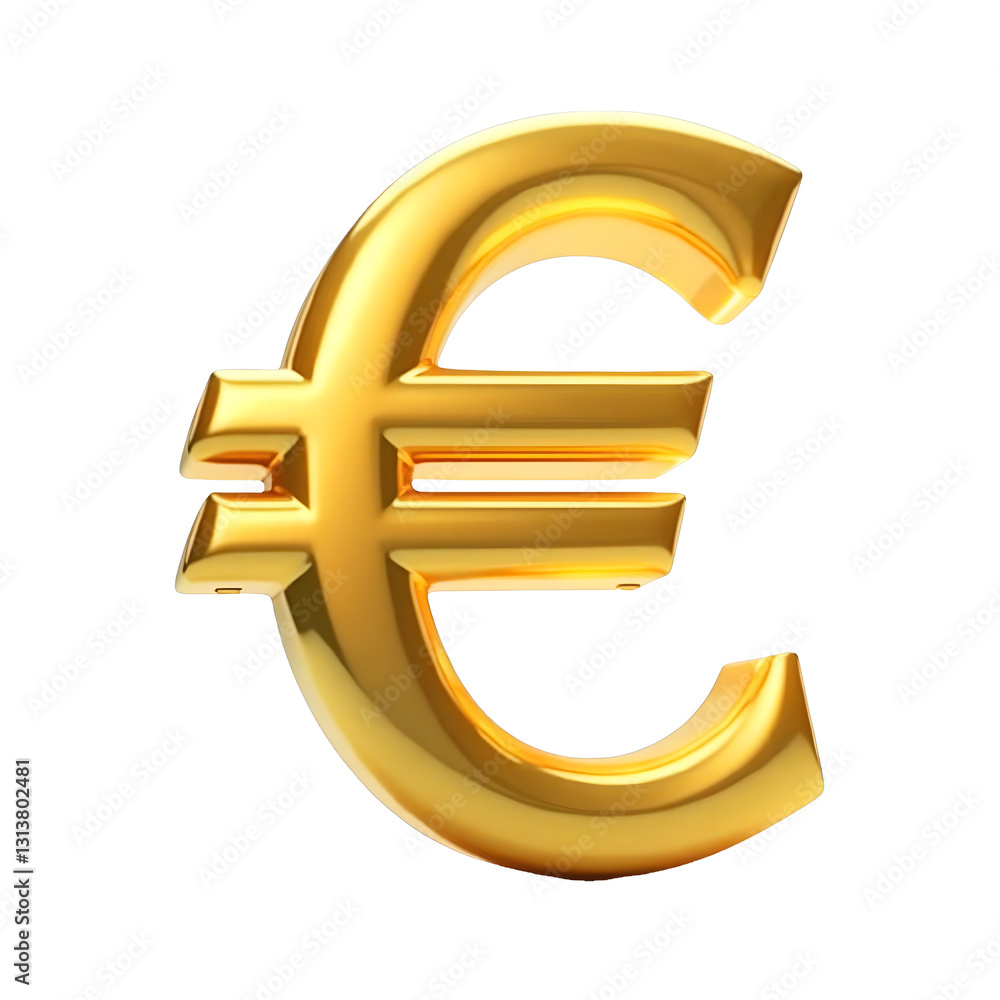 Fototapeta premium 3D rendered golden Euro symbol, 3d design illustration, Euro Currency Symbol 