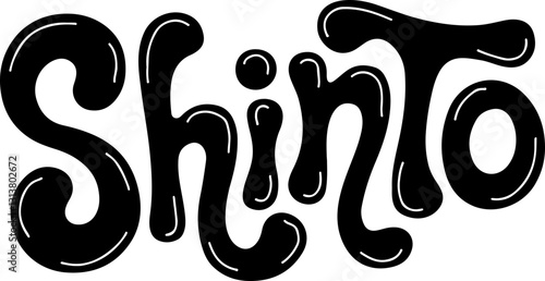 Shinto Religion Handwritten Lettering.