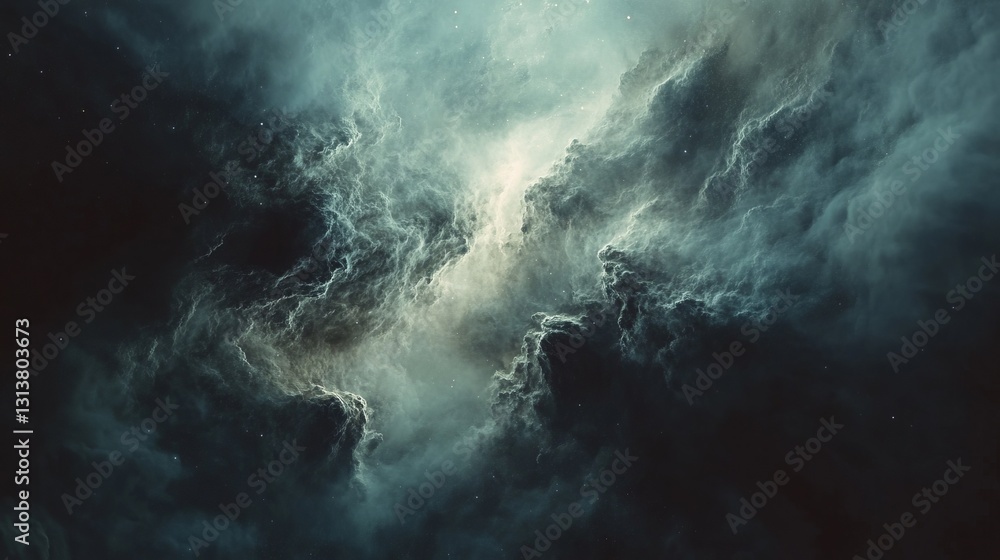 Fototapeta premium Colorful nebula swirling and expanding, stars emerging from the mist