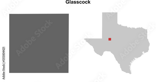 Glasscock County (Texas) blank outline map set