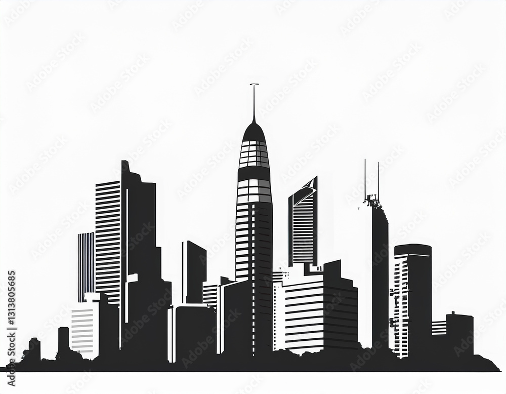 Fototapeta premium City silhouette illustration, part 1