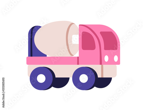 Toy cement mixer truck. Construction vehicle, transport for kids play. Plasti...
