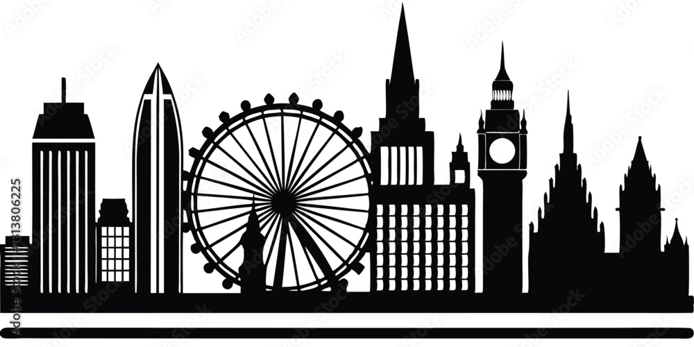 Fototapeta premium Black Silhouette london skyline design