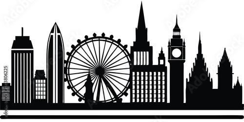 Black Silhouette london skyline design