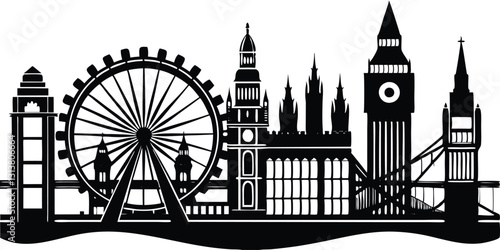 Black Silhouette london skyline design