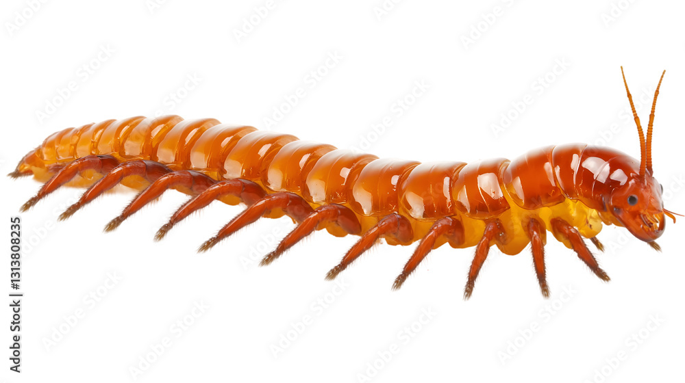 Sharp and Clear Centipede Side Profile - White Background Sharp and Clear Centipede Side Profile - White Background