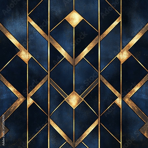 Wallpaper Mural Seamless Luxury & Metallic Patterns Gold Foil Elegant geometric designs in dark blue and gold. Torontodigital.ca
