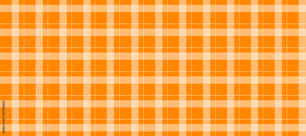 Orange and white plaid fabric checkered texture background Orange and white plaid fabric checkered texture background