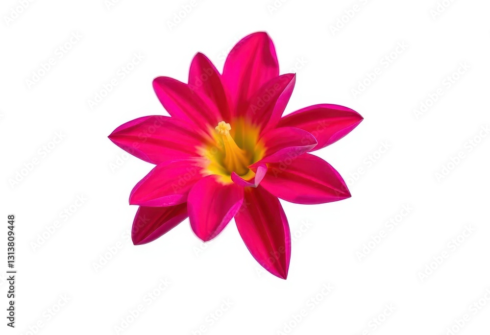 Fototapeta premium A vibrant single bloom, petals perfectly formed, isolated on pure white , decoration, white background