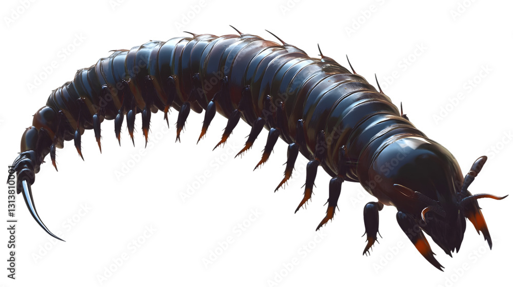High-Resolution Centipede in Side View - Isolated PNG High-Resolution Centipede in Side View - Isolated PNG