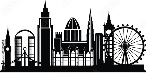 London skyline silhouette vector of famous places