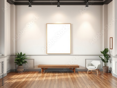 A mockup of wall art on canvas displayed in a modern gallery setting  setting  mockup  design