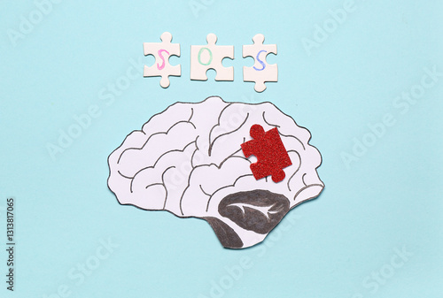 Paper brain with, puzzle pi...