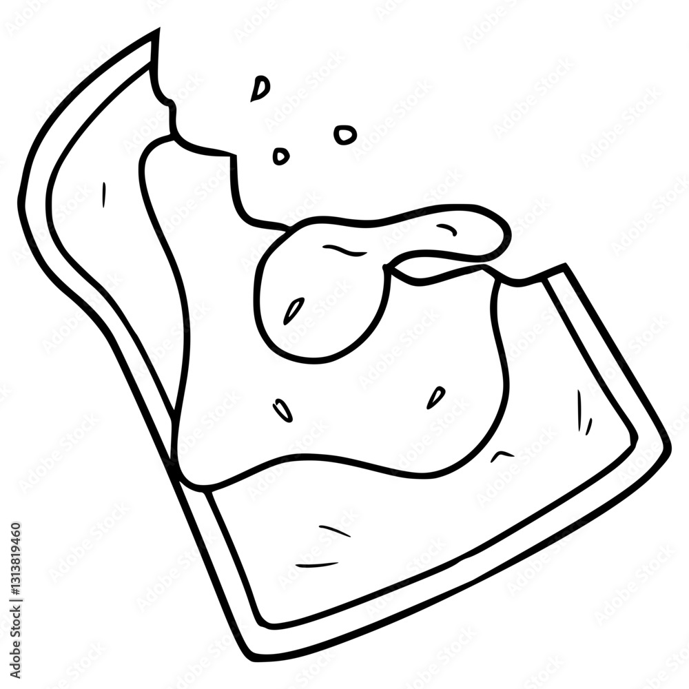 bitten toast illustration hand drawn outline vector bitten toast illustration hand drawn outline vector