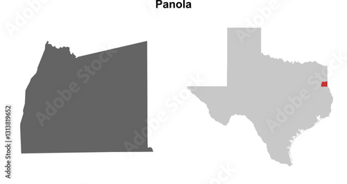 Panola County (Texas) blank outline map set
