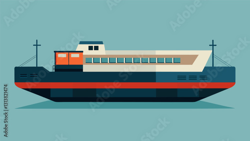 Despite its utilitarian purpose the barges sleek design and size make it a marvel to behold.. Vector illustration