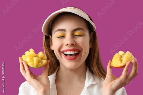 Happy young woman with cut ...