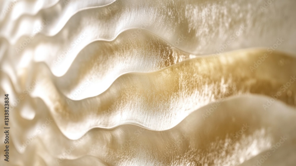 Obraz premium Abstract close-up of a textured surface with flowing waves in soft golden and cream tones