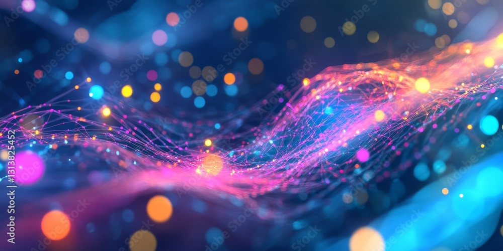 Colorful Abstract Waves of Light and Energy in Digital Space