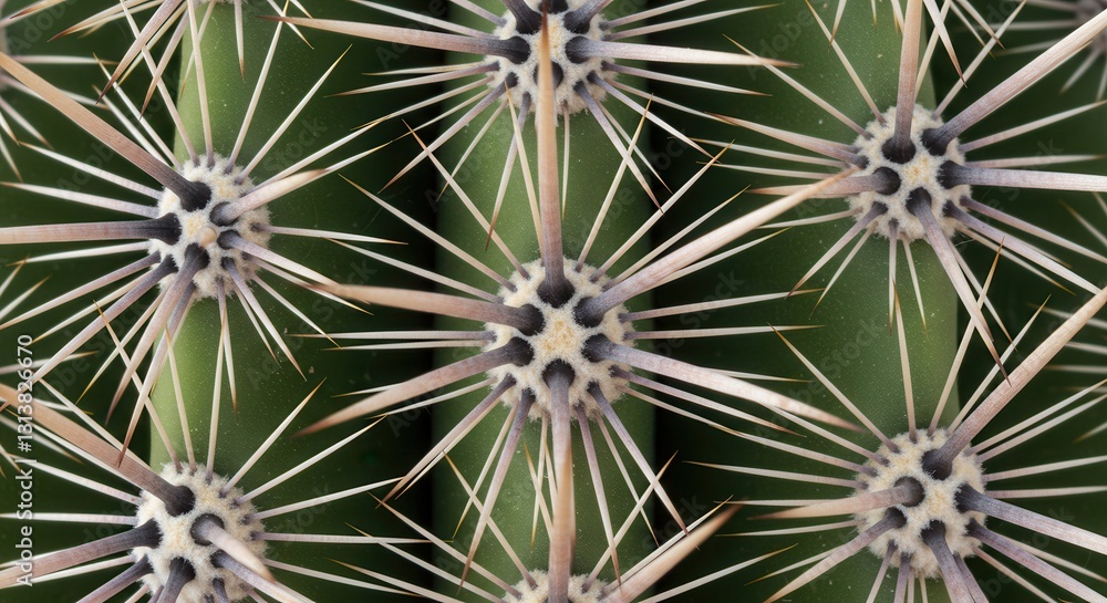 Detailed Close-up of Cactus Spines and Green Texture Background Detailed Close-up of Cactus Spines and Green Texture Background