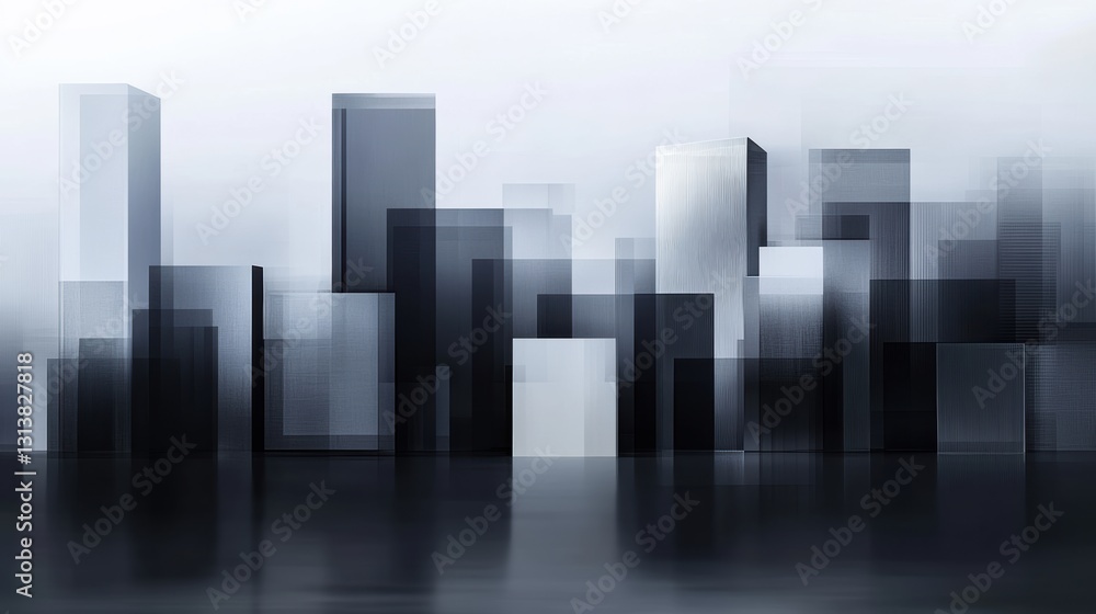 Blurry geometric lines create an ethereal urban landscape in soft blue tones Generative AI Blurry geometric lines create an ethereal urban landscape in soft blue tones Generative AI