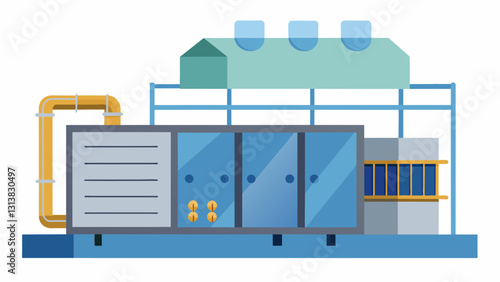 An industrial cooling system with specially designed insulation to prevent condensation and maintain optimal performance.. Vector illustration