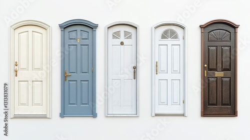 Set of isolated door images with light gray PNG background.