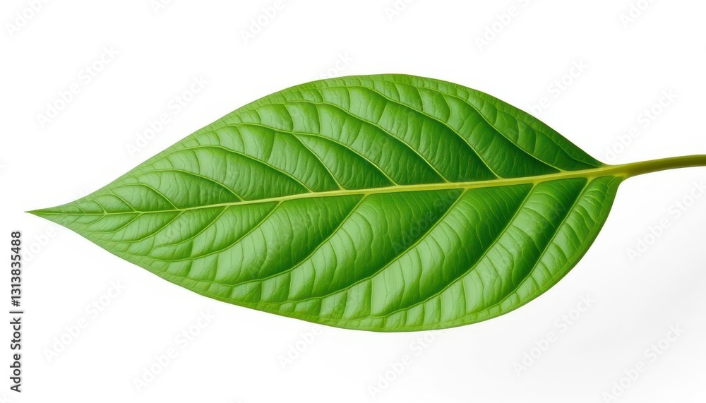 Fototapeta premium Single leaf, isolated on pure white background, simple, isolated