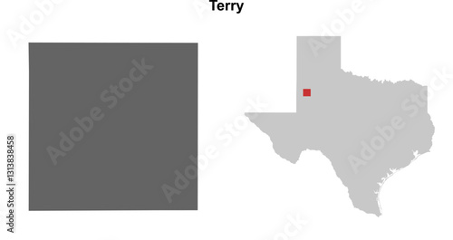 Terry County (Texas) blank outline map set