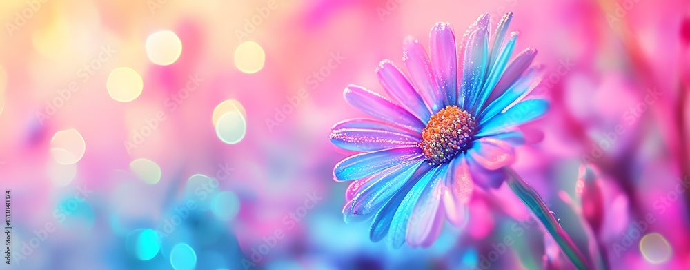 Obraz premium Vibrant flower with colorful bokeh background.