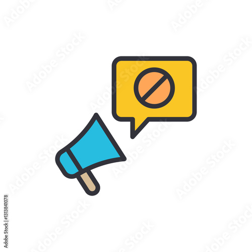 Ad blocker colored icons, minimalist vector illustration ,simple transparent graphic element .Isolated on white background