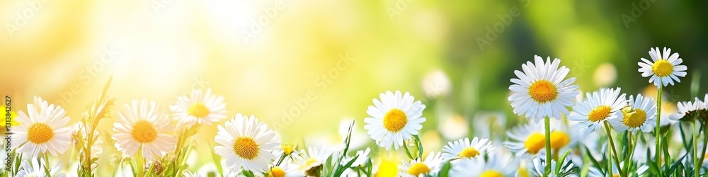 Sunny Dawn, Meadow of Daisies Nature Photography Vibrant Wildflower Bloom Springtime Scene Sunny Dawn, Meadow of Daisies Nature Photography Vibrant Wildflower Bloom Springtime Scene