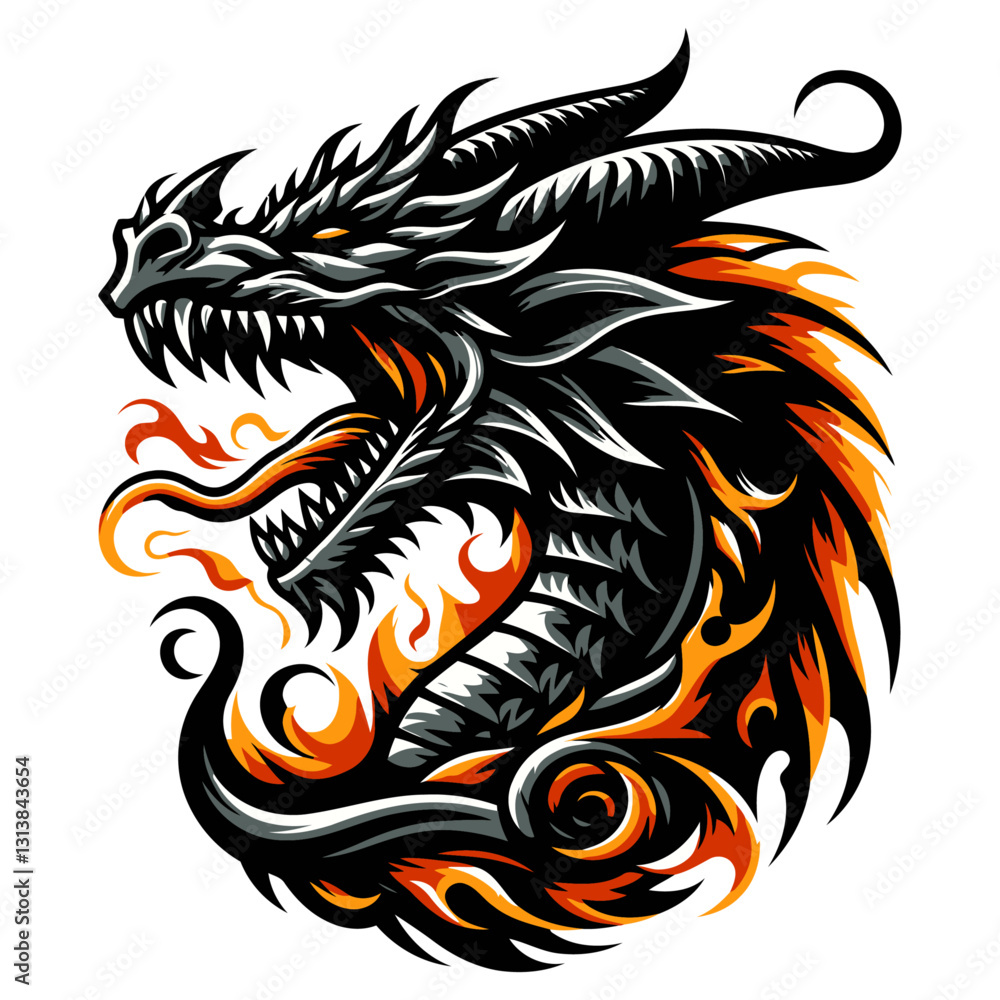 Obraz premium Dragon head vector and illustrations.