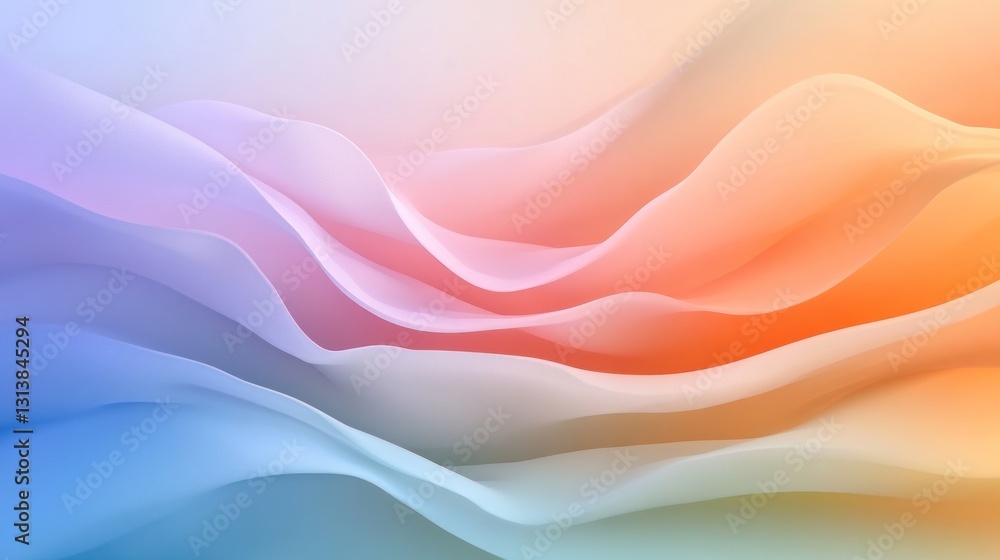 Fototapeta premium Abstract Pastel Waves: A Serene Digital Art Piece