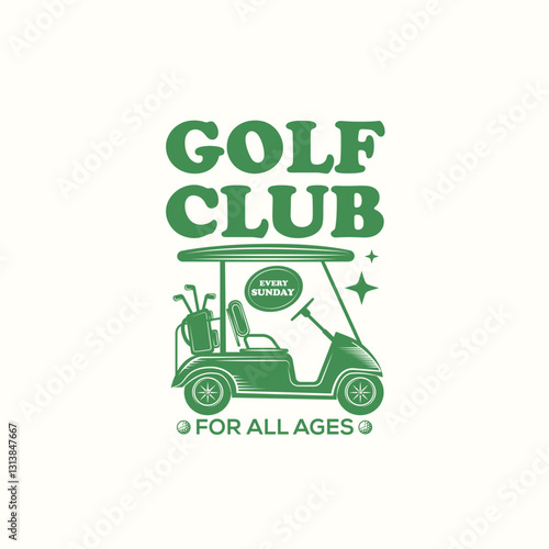 Vintage Golf Club Poster with Golf Cart Illustration