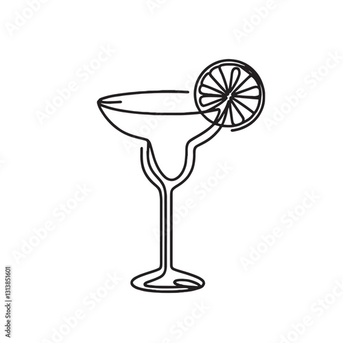 vector  one line drawing illustration of Margarita alcohol coctail