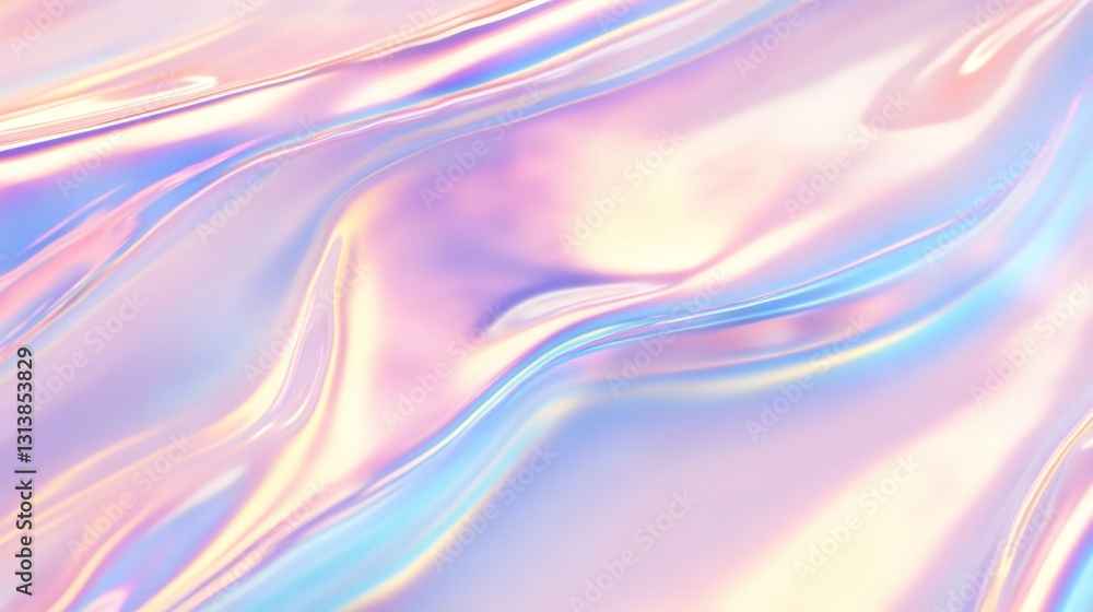 Soft iridescent waves with pastel hues captured in a serene, dreamlike setting Soft iridescent waves with pastel hues captured in a serene, dreamlike setting