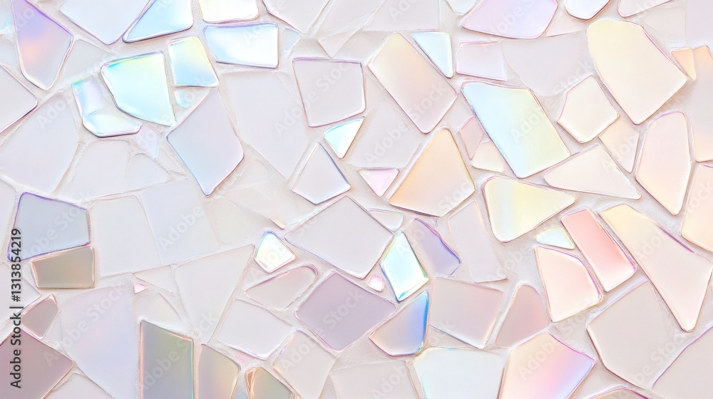 Colorful mosaic pattern created from irregular shaped tiles reflecting light in vibrant hues Colorful mosaic pattern created from irregular shaped tiles reflecting light in vibrant hues