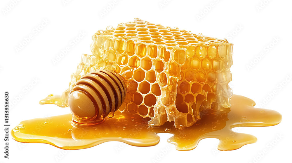 Honeycomb with honey droplets, isolated on transparent background Honeycomb with honey droplets, isolated on transparent background