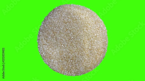 Rotating White Sugar Pile on Green Screen, Chroma Key Background for Editing