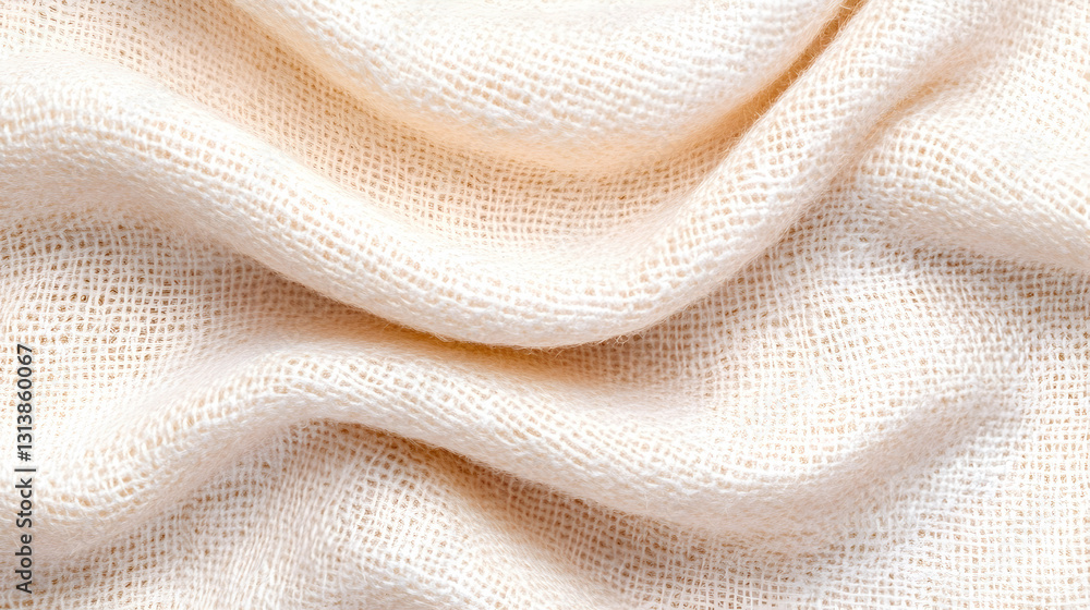 Soft, creamy-beige textile with subtle woven texture, draped in gentle waves Soft, creamy-beige textile with subtle woven texture, draped in gentle waves