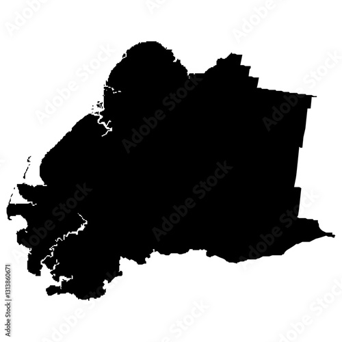 Kusilvak Census Area silhouette map in black color