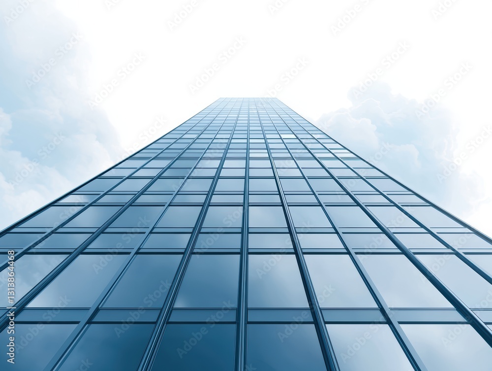 Striking glass skyscraper against a vibrant sky, modern architectural marvel in the urban landscape Striking glass skyscraper against a vibrant sky, modern architectural marvel in the urban landscape