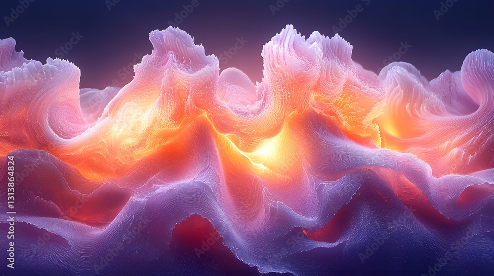 Fototapeta premium Glowing Threads of Molten Ice Cream Curling Softly in Warm Light