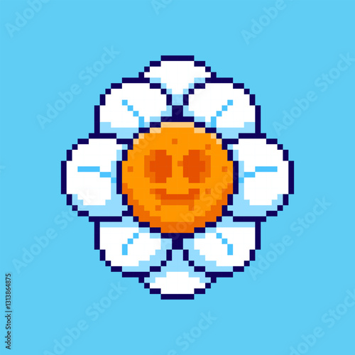 Pixel art Creepy Smiling Flower game asset design