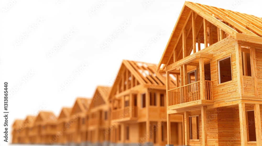 Obraz premium Picturesque row of traditional wooden houses in a charming village setting