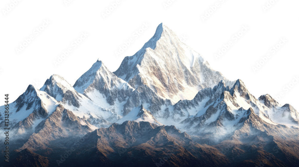mountain landscape with snow isolated on white background mountain landscape with snow isolated on white background
