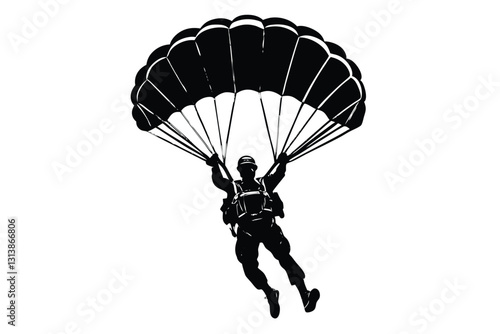 parachute gliding silhouette vector