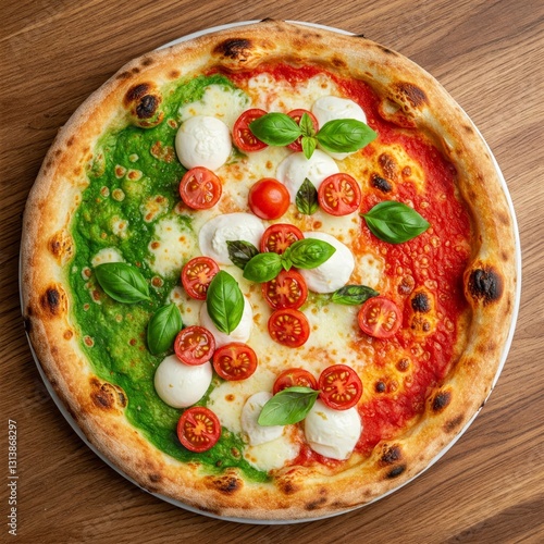Italian Pizza in Flag Design with Flag Background