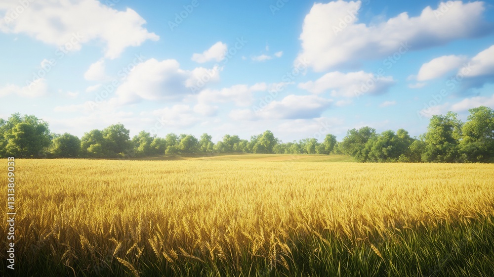 Obraz premium Golden Wheat Field Under a Summer Sky